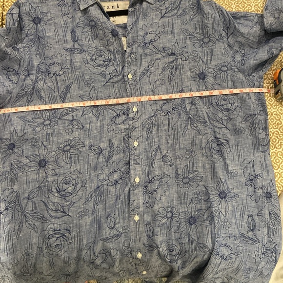 Frank & Eileen MARY Classic Linen Shirt Dress in Blue Tropical Print - Picture 7 of 8